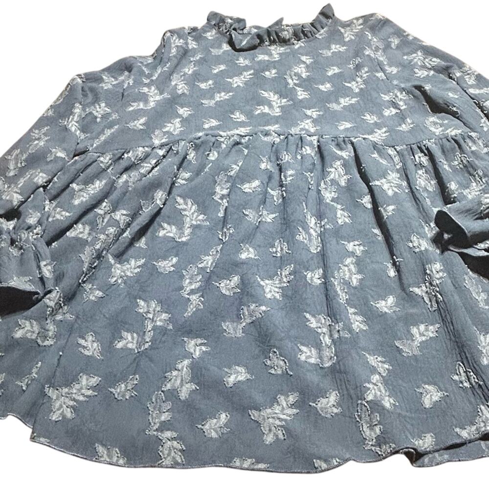 Women's Blue Ruffled Top - Picture 2 of 7